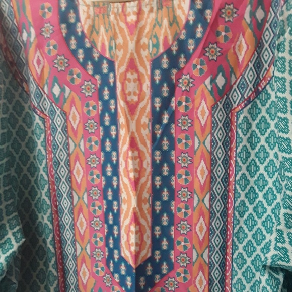 Turqouise Pink Boho Tribal Kaftan XXL NWT - Picture 5 of 10